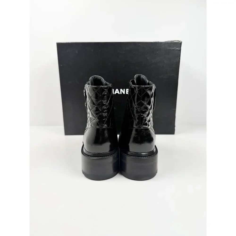 Size 38/8 - Chanel Quilted Leather Combat Boots